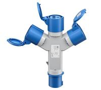 goobay Adaptador CEE para Caravana, Enchufe CEE a 3X Toma CEE, portátil, con Cubierta Protectora, Impermeable IP44, 76237