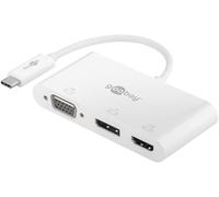 goobay Adaptador multipuerto USB-C a VGA + DP + HDMI - Resoluciones de hasta 4 K x 2 K @ 60 Hz - Refleja hasta 4 Pantallas simultáneamente