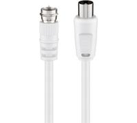 Goobay 11726 - Cable coaxial (F, Coaxial, 1,5 m, Macho/Macho, Blanco, 75 Ω)
