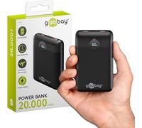 goobay - Batería Externa con 20000 mAh, Powerbank compacta con 3 Puertos (2X USB-A y 1x USB-C), Cargador portátil pequeño móvil para Cargar Apple iPhone, Samsung Galaxy, Xiaomi etc., Negro, 65869