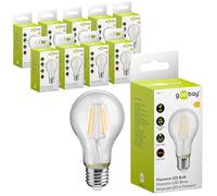 goobay - Bombilla LED filamento 4W / forma vela/bombilla luz blanca cálida 2700K / bombilla LED para lámparas/bombilla bajo calor/no regulable / 4kWh/1000h transparente / 74100 / paquete de 10