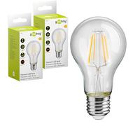 goobay - Bombilla LED filamento 4W / forma vela/bombilla luz blanca cálida 2700K / bombilla LED para lámparas/bombilla bajo calor/no regulable / 4kWh/1000h transparente / 74097 / paquete de 2