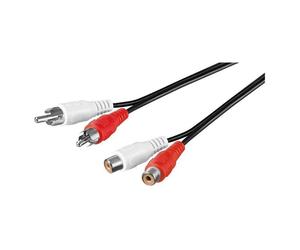 Goobay Cable 2xRCA Macho/Hembra 2.5m Negro