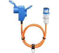 Goobay Cable adaptador CEE para caravana 76233 - 5 m, enchufe 90°, toma CEE y toma protegida con tapas