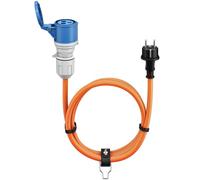 goobay Cable Adaptador CEE para Caravana, 5m, Enchufe con Contacto de protección a Toma CEE con Tapa de Cierre, IP44, Cable de Camping, autocarava y Caravana, 76219