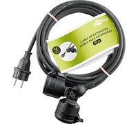 goobay - Cable alargador de Corriente Doble para Uso en Exterior IP44 / Cable de alimentación para Exterior / 2 enchufes Schuko con Solapas de protección / 3680 W a 250 V (AC) y 16 A, 65435, 10m
