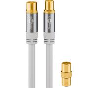 goobay Cable de antena para TV (135 dB, 4 apantallamiento, conector coaxial hembra (3,0 m), color blanco