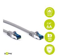 Goobay Cable de conexión RJ45 de 0,25 m CAT 6A S/FTP (PiMF), 500 MHz, con cable bruto CAT 7, gris LSZH libre de halógenos, cobre