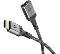 goobay Cable de extensión HDMI 2.1, 5m - Ultra High Speed, 8K@60 Hz y 4K@120 Hz, 48 Gbit/s, macho a hembra, carcasa metálica, funda textil, eARC, HDR, compatible con PS5/Xbox, 79108