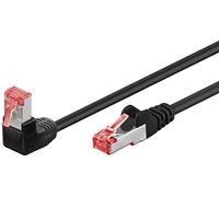 Goobay Cable de Red 51544 Cat 6 de Alta Velocidad, 90 Grados, Ethernet, Playstation, Xbox, DSL, PimF, RJ45, Color Negro, 2 Metros