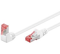Goobay Cable de Red 51553 Cat 6 de Alta Velocidad, 90 Grados, Ethernet, Playstation, Xbox, DSL, PimF, RJ45, Color Blanco, 5 Metros