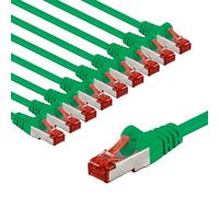 Goobay Cable de red/Cat. 6, 10 unidades, apantallado, S/FTP/CU, cable de Ethernet, PiMF, LSZH/Cat 6, 10 Gbit/s, 10 x 1m, 66013,1 metro, verde