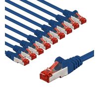 Goobay Cable de red/Cat. 6, 10 unidades, apantallado, S/FTP/CU, cable de Ethernet, PiMF, LSZH/Cat 6, 10 Gbit/s, 10 x 2m, 65971, 2 metro, azul