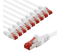 Goobay Cable de red/Cat. 6, 10 unidades, apantallado, S/FTP/CU, cable de Ethernet, PiMF, LSZH/Cat 6, 10 Gbit/s, 10 x 1m, 65986,1 metro, blanco