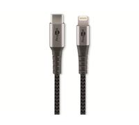 goobay Cable Lightning Apple - Certificado MFi - Cable textil premium extra robusto con enchufes metálicos - USB-C a Lightning - 0,5m, Space grigio