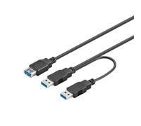 Goobay USB 3.0, 0.3 m - Cable USB (0.3 m, 0,3 m, USB A, 2 x USB A, 3.0 (3.1 Gen 1), Macho/Hembra, Negro)