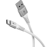 goobay USB-A a USB-C 60W / 3m / Cable Textil Flexible/Cable de Carga de 480 Mbits USB C/Supersuave/Samsung, Xiaomi, Google, Nothing Phone Cable USB A a C/Cable Textil/Blanco / 74532