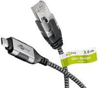 goobay Cable USB-C 3.1 a RJ45 Ethernet CAT 6, cable de adaptador/conexión a Internet con cable estable con router/conmutador de red/adaptador USB a RJ45/2 Gbps/2 metros/74403