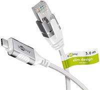 goobay Cable USB-C 3.1 a RJ45 Ethernet CAT 6, cable de adaptador/conexión a Internet con cable estable con router/conmutador de red/adaptador USB a RJ45/1 Gbps/3 metros/blanco 74388