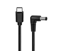 goobay Cable USB-C a CC 5 V 3 A con Conector acodado - 1 m USB-C Macho a CC 5,5 x 2,5 mm, Cable de alimentación para Router, Altavoces, Mini Dispositivos, Negro, 78969