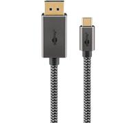 goobay Cable USB C a DisplayPort 1.2 4K a 60 Hz tipo C Thunderbolt 3/4 a DP cable USB 3.1 compatible con Mac Book, iPhone, Surface / 1 m/cable textil / 75707