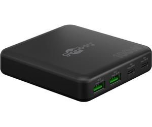 Goobay cargador multipuerto usb-c pd gan 100 w, 2x puertos usb-c(power
