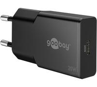goobay Cargador rápido USB-C GAN Slim 20W, Power Delivery, diseño Ultrafino, protección Inteligente, Compatible con iPhone, Samsung, Xiaomi, iPad, Color Negro, 75727