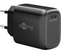 goobay Cargador USB-C de 25 W con Power Delivery (PD): Cargador rápido GAN, Compacto, de 1 Puerto, para iPhone, Samsung Galaxy, iPad y Otros Dispositivos, Negro 79622