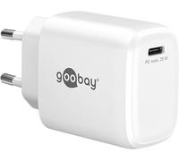 goobay Cargador USB-C de 25 W con Power Delivery (PD): Cargador rápido GAN, Compacto, de 1 Puerto, para iPhone, Samsung Galaxy, iPad y Otros Dispositivos, Blanco 79623