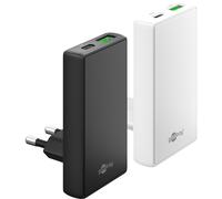 Goobay cargador usb c plano gan de 65 w, cargador rápido de doble pue