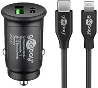 goobay - Compacto 27W Encendedor USB C Distribuidor / 12v / Cargador de Coche Compacto/Cargador de Coche USB C Power Delivery/Carga rápida Incluye Cable Lightning, 72166