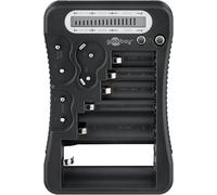 goobay - Comprobador de pilas con pantalla LCD, baterías recargables y pilas de botón, Probador de pilas LCD, tester de pilas y baterías recargables/AA, AAA, 9V, C, D, CR2032, 72511