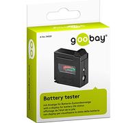 goobay Comprobador de pilas fiable, Indicador de capacidad de las pilas, para pilas AAA, AA, C, D, 9 V, N y de botón, Función sin fuente de alimentación, Pilas estándar, Negro, 54020