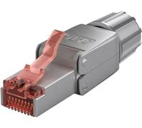 goobay conector de red RJ45 apantallado, para montaje sin herramientas, conector STP CAT 6 con contactos dorados - 65940