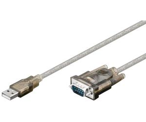 Goobay convertidor USB serie RS232, transparente 1,5m, Conector USB 2.0 (tipo A) > conector D-SUB/RS-232 (9 patillas)