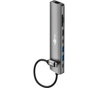 goobay Estación de Acoplamiento USB-C Slim Hub 8 en 1 con USB-C, 5 Gbit/s, HDMI 4K 60 Hz, RJ45-1 Gbit/s, 2X USB-A, Lector de Tarjetas SD y MicroSD, para MacBook Pro M4, portátiles, tabletas, 79146