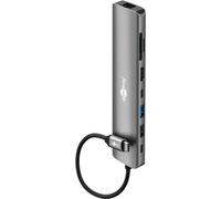 Goobay estación de acoplamiento usb-c slim hub 8 en 1 con usb-c, 5 gb
