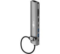 goobay Estación de Acoplamiento USB-C Slim Hub 8 en 1 con USB-C, 5 Gbit/s, HDMI 4K 60 Hz, RJ45-1 Gbit/s, 2X USB-A, Lector de Tarjetas SD y MicroSD, para MacBook Pro M4, portátiles, tabletas, 79146