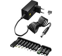 goobay Fuente de alimentación Universal de 5 V - 15 V, máx. 36 W/CC, Adaptador de Repuesto para TV, PC, Router, Tira LED, Voltaje Variable, USB C, USB A, Micro USB, Incluye 11 adaptadores, 74436
