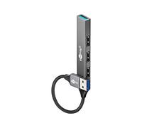 goobay Hub USB 3.2 de 4 Puertos USB 3.2 Slim/USB Multienchufe, Distribuidor USB, 5 Gbits, Divisor USB A a 4 Puertos USB-A, Adaptador multipuerto USB 3.0/74456