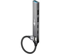goobay Hub Slim de 5 Puertos, Adaptador multipuerto Tipo C a 3X Tipo A y 2X Tipo C, 5 Gbit/s, 74460