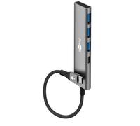 goobay Hub USB 3.2 con 4 Puertos Adaptador Ladron Multipuertos 5Gbps Alta Velocidad, Carcasa de Aluminio, Compatible con iPhone, Android, SSD, Windows/macOS/Linux, 76562