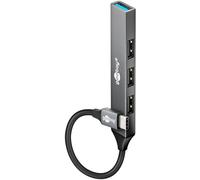 goobay Hub USB C 3.2 de 4 Puertos Slim/USB, multiconector USB, USB Hub / 5 Gbits USB Splitter/Delgado USB-C a 4 Puertos USB-A Multiport Adaptador USB 3.0 Hub / 74457