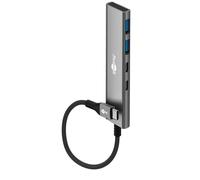 goobay Hub USB-C 4 Puertos Slim - 2X C + 2X A (USB 3.2), SuperSpeed 5Gbit/s, Carcasa de Aluminio, Compatible con MacBook, iPhone, Android, SSD, Windows/macOS/Linux, 76563