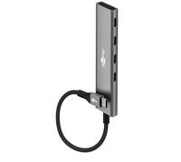 goobay Hub USB-C 4 Puertos Slim - 4X C (USB 3.2), SuperSpeed 5Gbit/s, Carcasa de Aluminio, Compatible con MacBook, iPhone, Android, SSD, Windows/macOS/Linux, 76564