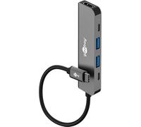 goobay Hub USB-C 5 en 1 con HDMI 4K 30 Hz, Multipuerto 2× USB-A, 2× USB-C (PD 100 W), USB 3.0 hasta 5 Gbit/s, Carcasa de Aluminio, Compatible con portátil, Tablet y Smartphone, 78967