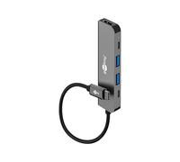 goobay Hub USB-C 5 en 1 con HDMI 4K 30 Hz, Multipuerto 2× USB-A, 2× USB-C (PD 100 W), USB 3.0 hasta 5 Gbit/s, Carcasa de Aluminio, Compatible con portátil, Tablet y Smartphone, 78967
