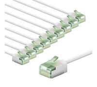 goobay Juego de 10 Cables de red CAT 8.1/cable de parche blindado, superflexible, cable Ethernet U/FTP/CU, PiMF, LSZH/Cable CAT 8.1 con 10Gbits / blanco / 10x0,15m, 79492