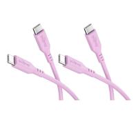 goobay Juego de 2 cables USB-C de silicona, 1,5 m, rosa, 60W, USB-C a USB-C | Cable USB C 1,5 m, potencia de hasta 60 W y corriente de carga de 3 A, funda de silicona suave para flexibilidad