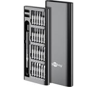 goobay Juego de destornilladores de precisión 48 piezas con mango magnético, estuche de aluminio con apertura Pop-up, ideal para electrónica, reparación y bricolaje, 77835